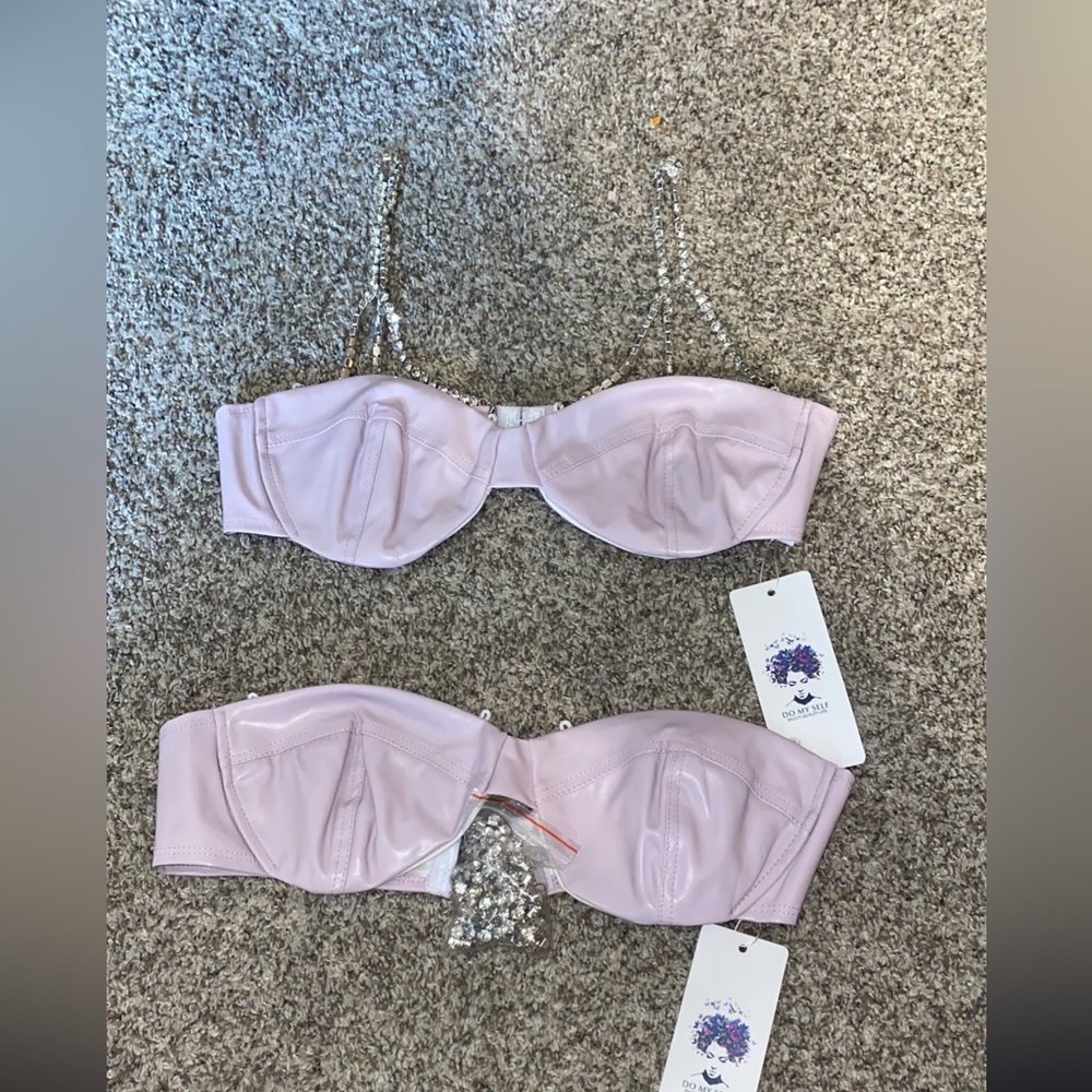 DO MY SELF Lavender Chained Faux
Leather Wireless Bra Size S (2 Pack)